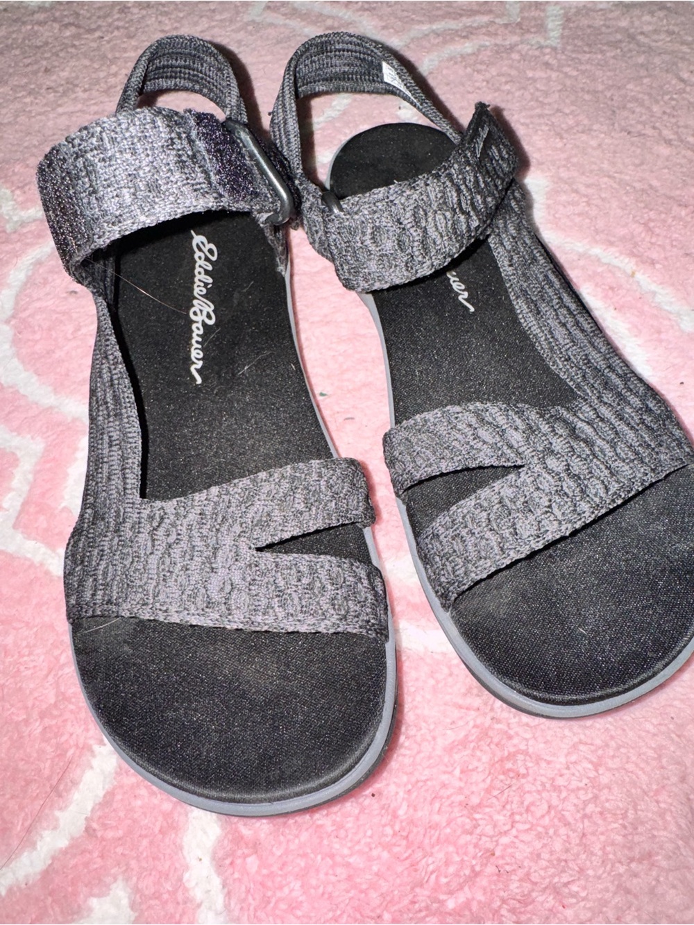Eddie Bauer Gray Knit Strap Comfort Sandals